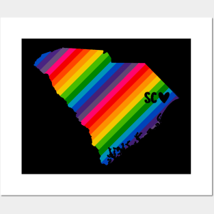 USA States: South Carolina (rainbow) Posters and Art